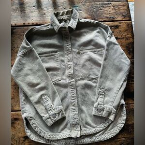 Zara jacket. Durable thick material but still very flattering and soft.